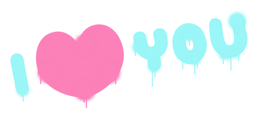 I love you graffiti spray paint isolated on transparent background