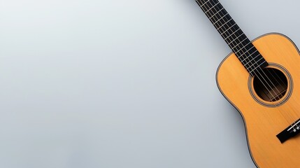 Obraz premium Strumming melodies acoustic guitar close-up minimalist studio music photography calm atmosphere side view artistic expression