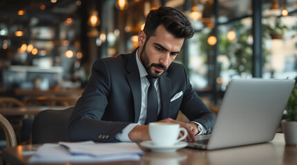 Trabajando en un café