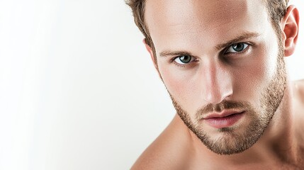 Fototapeta premium Portrait of a confident man studio setting male model minimalist background close-up shot personal branding