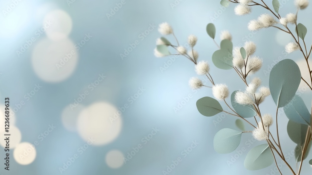 Poster background for designers featuring delicate foliage and soft light, creating a tranquil ambiance sui