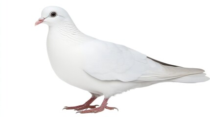 Fototapeta premium Graceful white dove isolated on pure background, symbolizing peace and purity. A serene and tranquil image representing hope and freedom.
