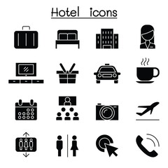 Hotel icon set in thin line style