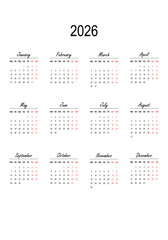 Australian calendar 2026 in english language with australian holidays. Week start on Monday. Vector graphic.	