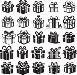 gifts boxes vector silhouette illustration logo art
