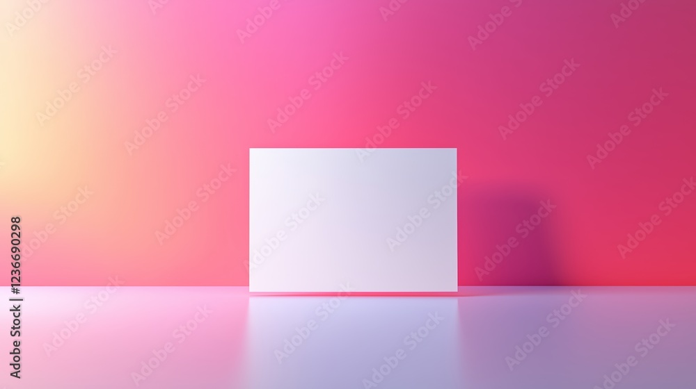 Poster minimalist blank canvas on smooth surface against colorful background