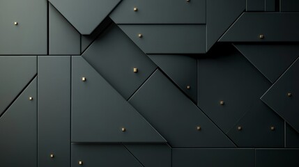 Background design featuring a chaotic arrangement of dark geometric shapes with subtle metallic embellishments for creative professionals