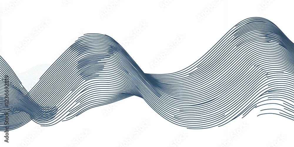 Poster abstract blue line waves flowing streamers dynamic curves modern design background