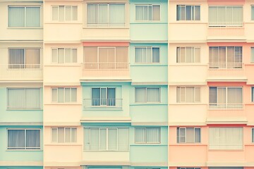 Pastel Colored Apartment Building Facade