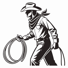 cow boy vector silhouette black design white background