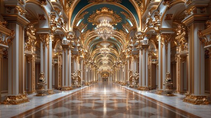 Obraz premium Grand architectural hall st. Petersburg interior photography luxurious environment wide-angle view opulent design