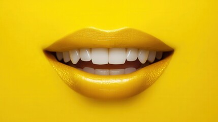Fototapeta premium eye-catching campaign design featuring mouth with white teeth