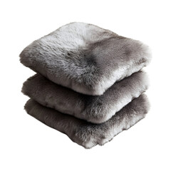 Grey Soft Faux Fur Cushions Isolated on Transparent Background