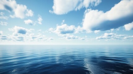 Obraz premium A vast expanse of blue ocean with white clouds in the sky, creating an endless horizon. 