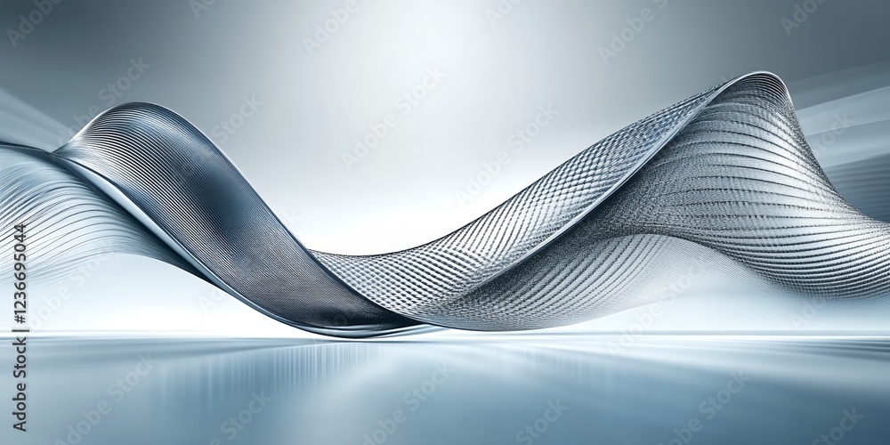 Poster abstract silver metallic wave design flowing lines modern background texture