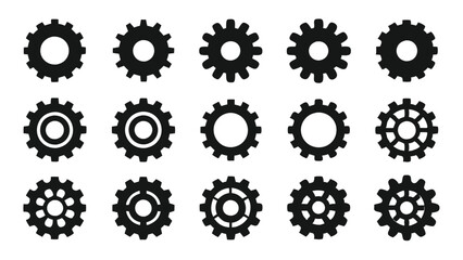 Black Settings Gear Icon for User Interface