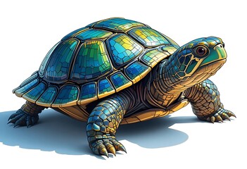 Obraz premium A stylized turtle with vibrant shell and claws