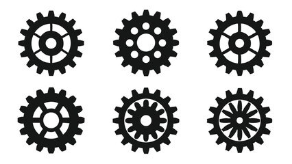 Black Settings Gear Icon for User Interface