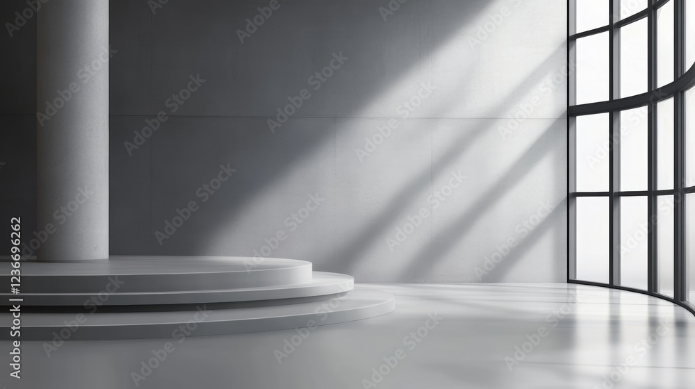 Poster realistic design background showcasing a modern space with lighting and shadows for creative project