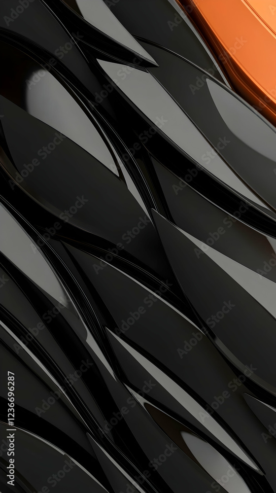 Poster abstract black and orange wave pattern, background texture for design