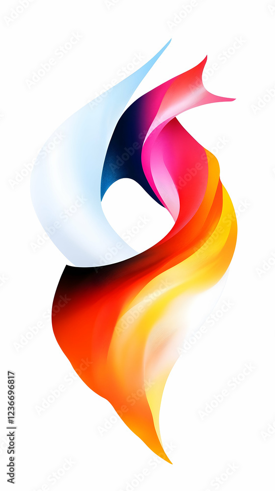 Poster abstract colorful swirls, dynamic design element, white background, for website or graphic design