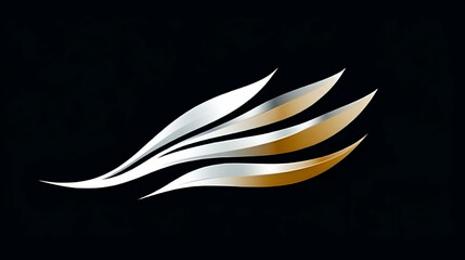 Fototapeta premium Abstract gold and silver wing design; elegant, luxury symbol; dark background; ideal for corporate branding