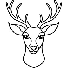 Abstract Deer Head in Single Line Vector Style