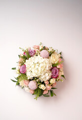 Sophisticated Floral Table Arrangement with a Soft Aesthetic top view
