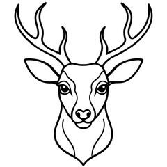Abstract Deer Head in Single Line Vector Style