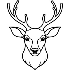 Abstract Deer Head in Single Line Vector Style