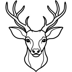 Abstract Deer Head in Single Line Vector Style
