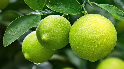 Harvesting fresh limes in a lush orchard nature photography close-up view vibrant green environment