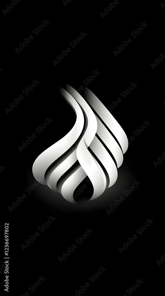 Aufkleber abstract white curves on black background; design element for website or branding