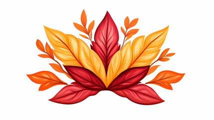 Fototapeta premium Autumn leaves arrangement, vibrant colors, white background, design element