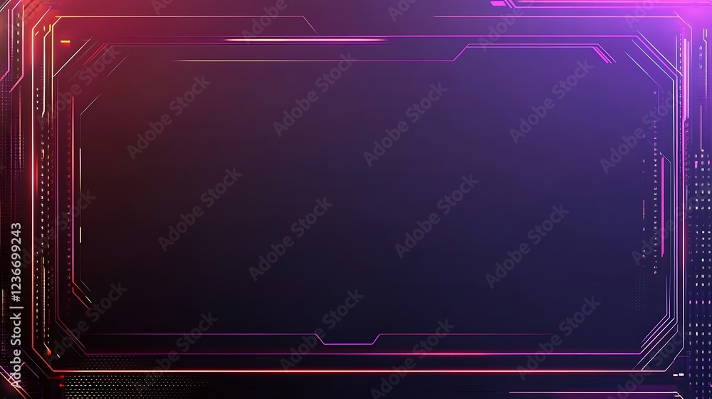 Poster abstract technological frame design with glowing lines