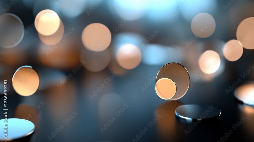 Poster background for designers featuring floating reflective circles creating a sense of chaos against a b