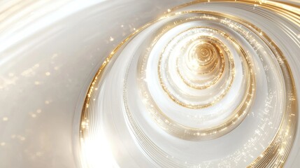White background with swirling golden light and lines, a golden spiral in the center of aerial wilderness space with some magnetic fields around 