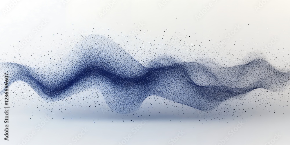 Poster abstract blue particle wave digital flowing data technology background