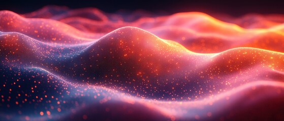 Dynamic waves of light and color in abstract digital landscape