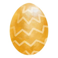 Egg-shaped artwork featuring a soft golden-yellow hue with abstract white zigzag patterns.