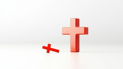 Red Crosses on a White Surface with Soft Shadows