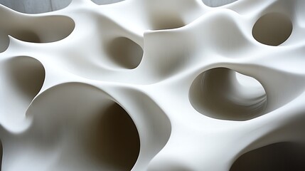 Abstract White Sculpture With Interconnected Cavities