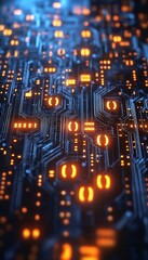 Obraz premium Abstract Digital Code Flow. Futuristic Technology Background With Glowing Binary Digits.