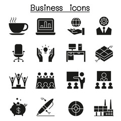 Business management icon set in thin line style