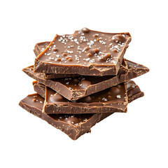 Salted Caramel Chocolate Bark with White Sprinkles Isolated on Transparent Background