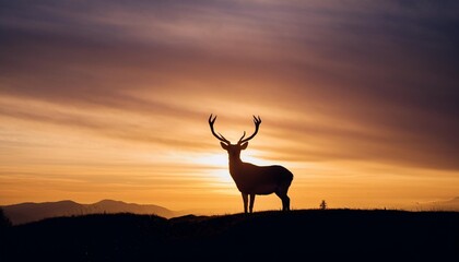 Fototapeta premium deer on sunset