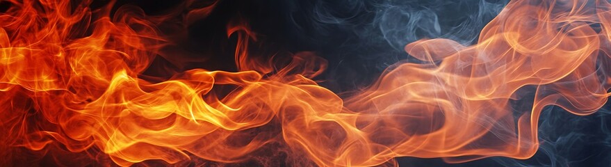 Fototapeta premium Fiery Inferno: Abstract image of intense flames and swirling smoke, creating a dynamic and powerful visual display of burning fire.