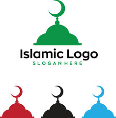 mosque islamic islam eid namaz roja logo with editable vector file