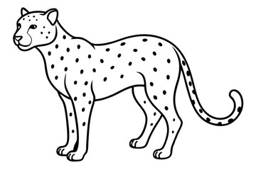 Cheetah in Motion Simple Line Art Vector