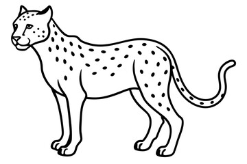 Cheetah in Motion Simple Line Art Vector